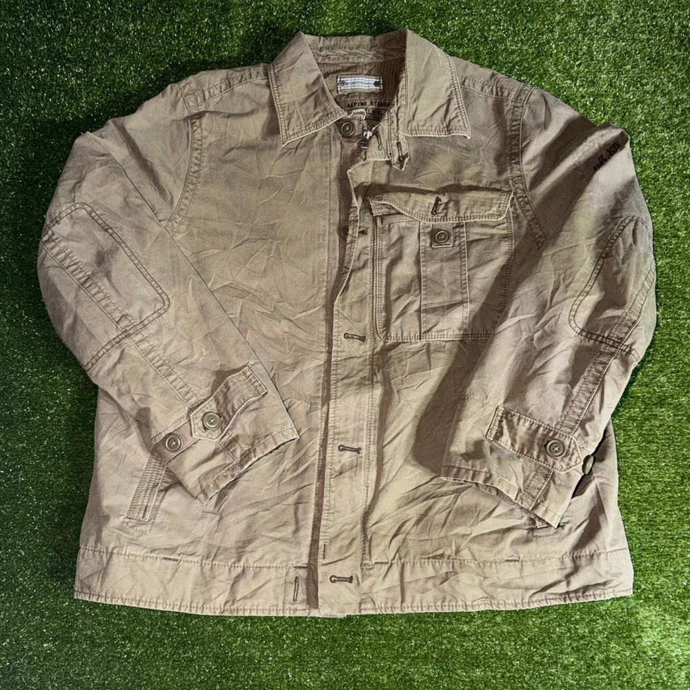 Alpine Standard Issue Mens XL‎ Khaki Tan Military Field Jacket Utility Coat 1969